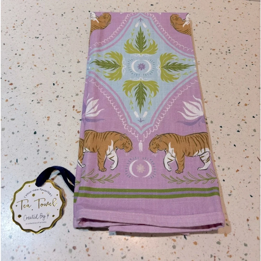 Moon Tiger Tea Towel by Artist Laura‎ Marr
